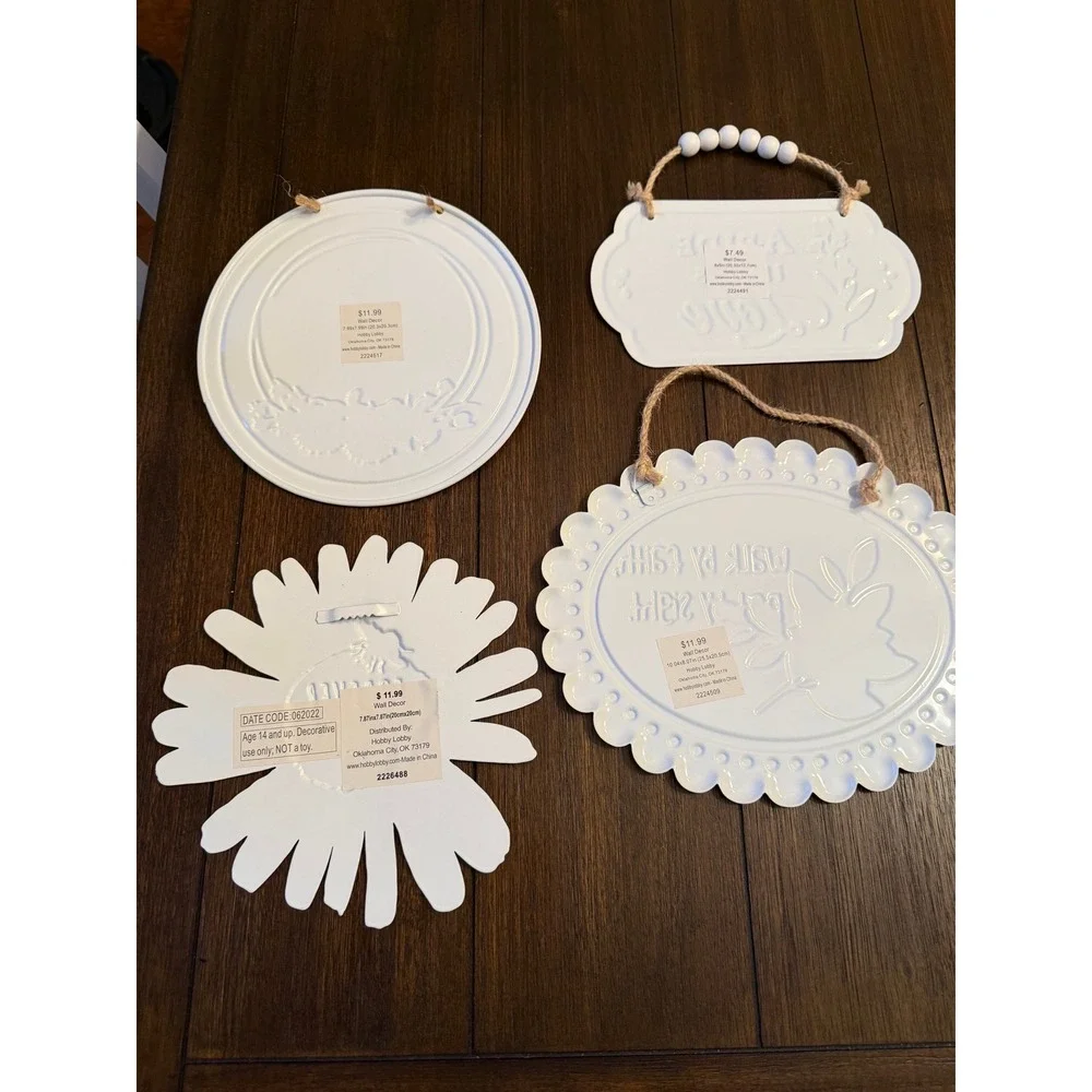 Hobby Lobby Christian Wall Decor Set of 4 Metal Signs Sunflower Daisy Faith